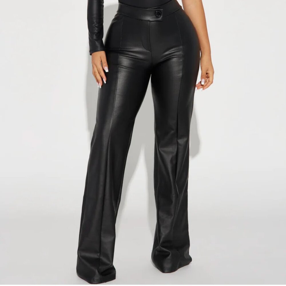 Faux Leather Dress Pants - Black